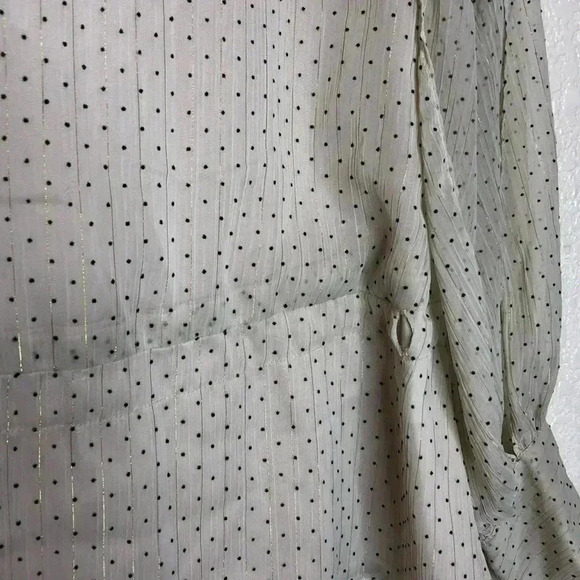 Waverly Grey Cold Shoulder Top Small Polka Dot Golden Stripe Peplum - Picture 2 of 10